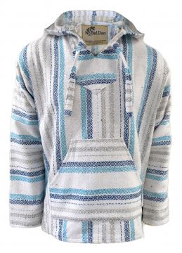 No Bad Days Baja Hoodie - White Sky Navy Gray Diamond